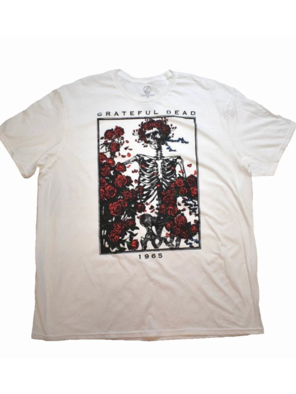Grateful Dead Mens Bertha Skeleton & Roses Jam Band White Shirt New 2XL